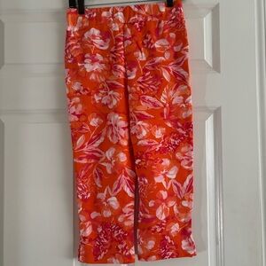 NEW IN PACKAGE Belle by Kim Gravel Orange Floral Stretch Pull-On Capri Pant
